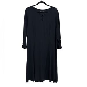 Soft Surroundings Black Ponte Knit Midi Dress with Cutout Detail - Size 2X